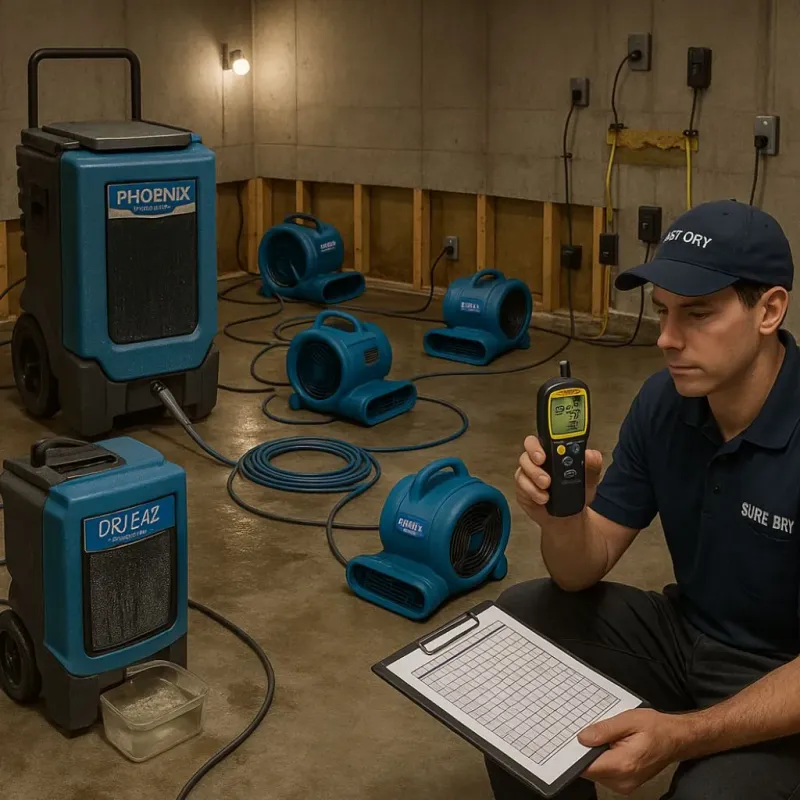 Structural Drying and Dehumidification process in North Mankato, MN